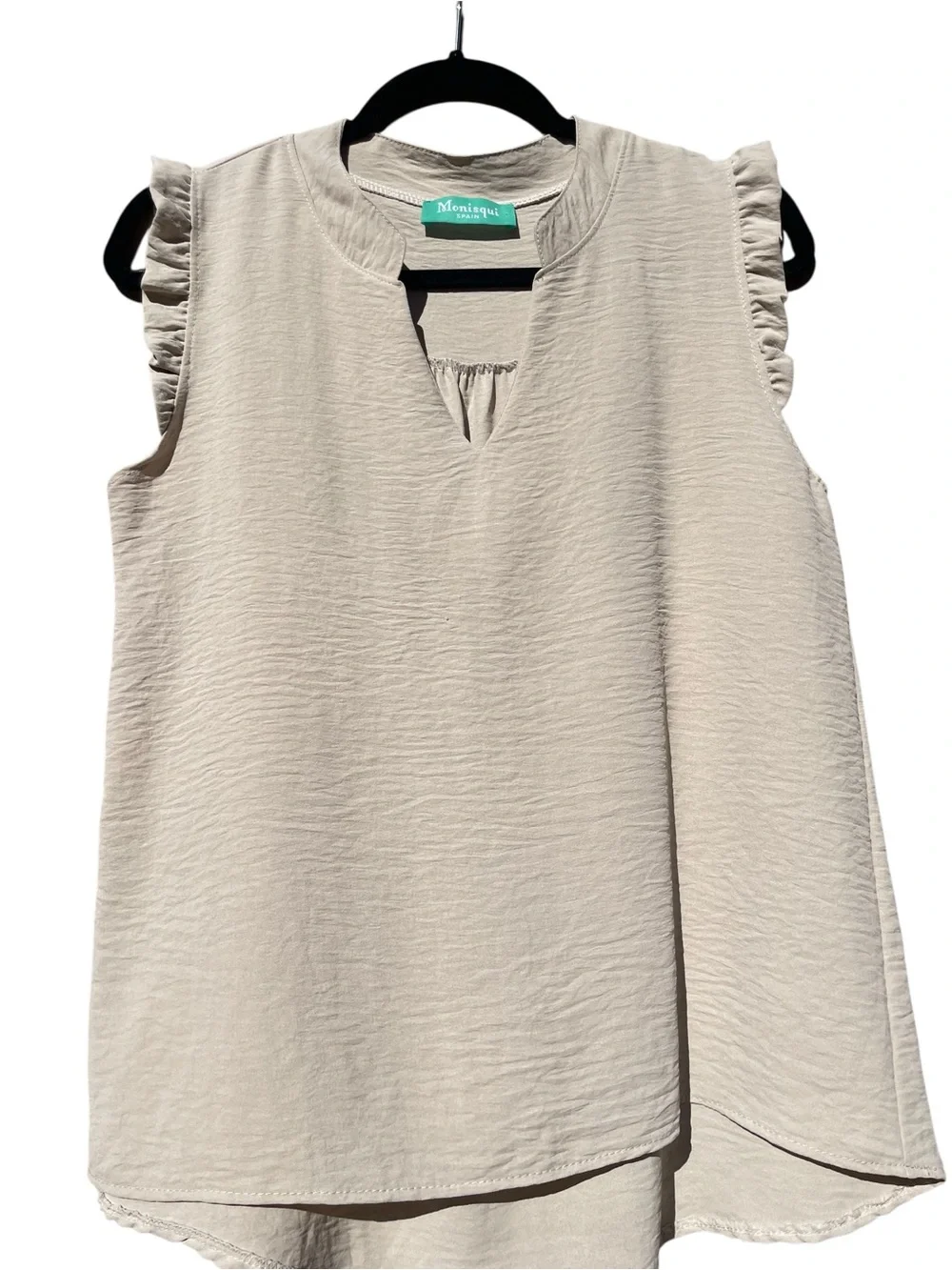 Monisqui Size M Textured Sleeveless Mandarin Collar Top Made in Italy - Picture 5 of 9